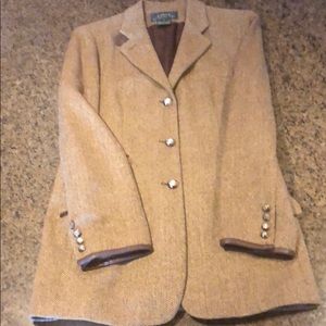 Brown herringbone w/ leather riding jacket RL / 10